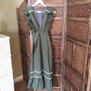 NEW Lovers & Friends Green Midi Dress Wrap S